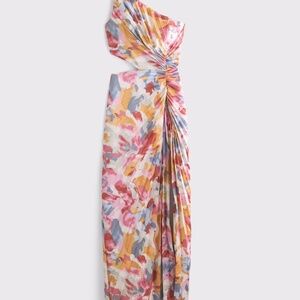 The A&F Giselle Pleated One-Shoulder Cutout Maxi Dress